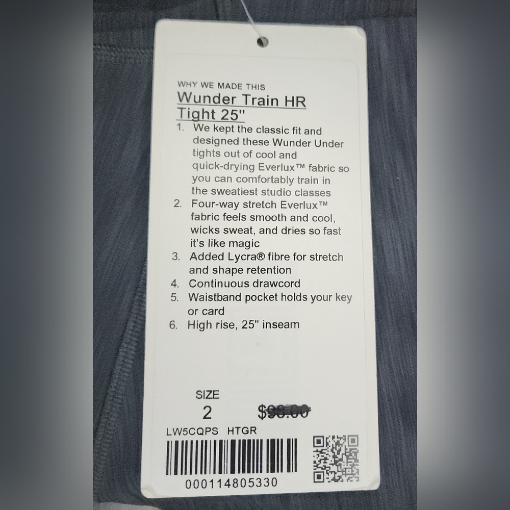 NWT Lululemon Wunder Train High-Rise Tight 25", Womens 2 - Picture 5 of 5